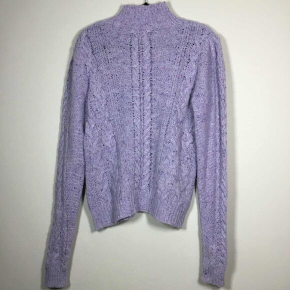 Sunday Two Purple Wool Blend Chunky Cable Knit Sweater M Autumn Fall Casual - Picture 4 of 8